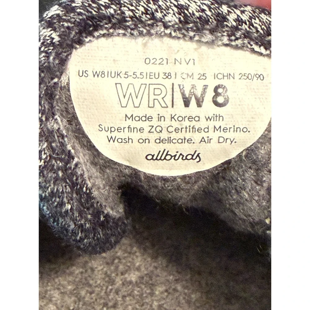 Allbirds Wool‎ Runners Charcoal Grey Heather Merino Wool Sneakers Womens 8